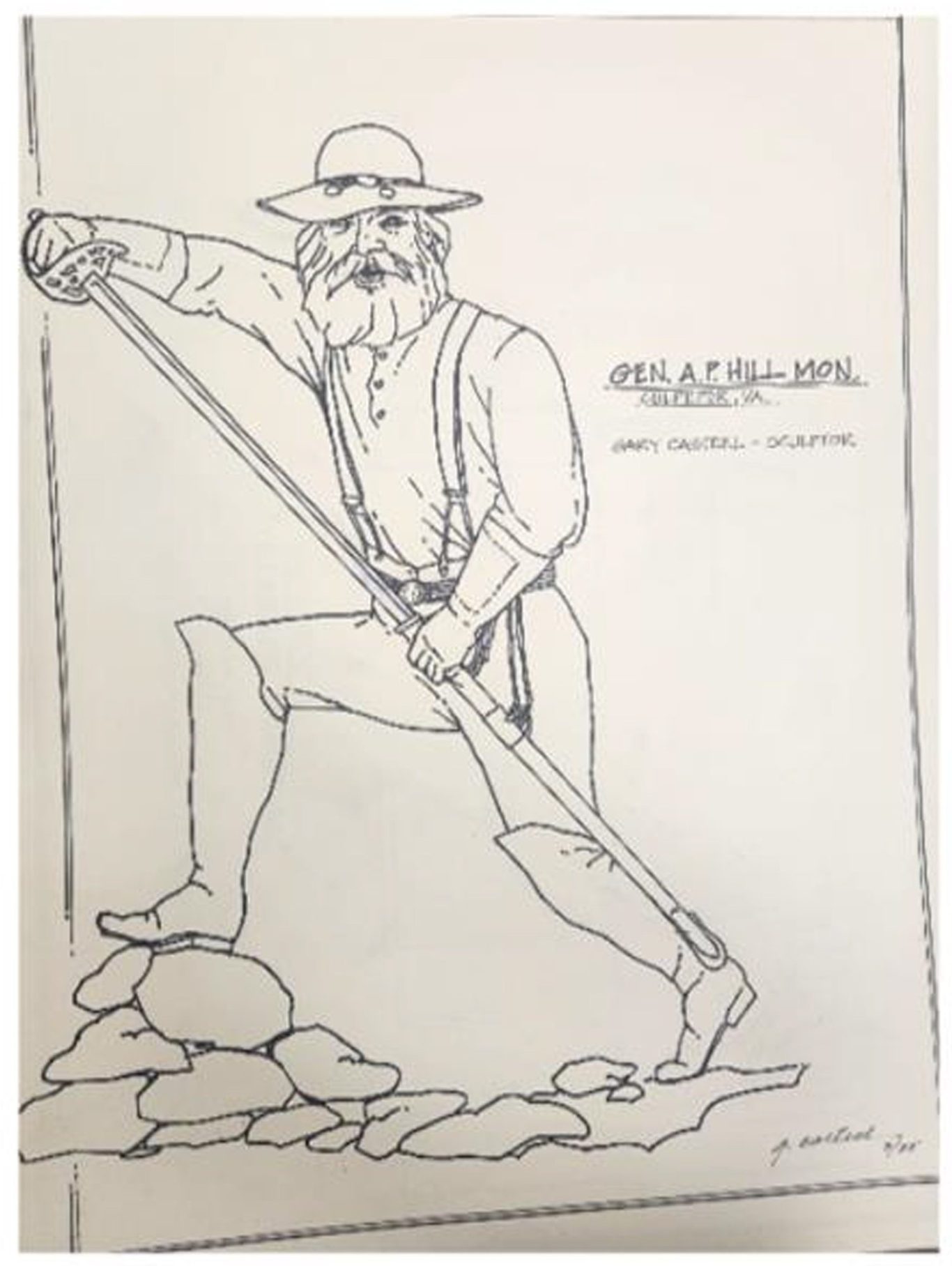 Sketch of proposed monument by renowned Gettysburg Artist, Gary Casteel.